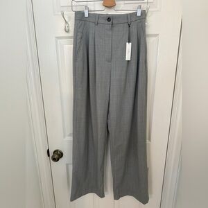 Banana Republic Soho High Rise Light Gray Wide-Leg Suit Trousers - Italian Wool